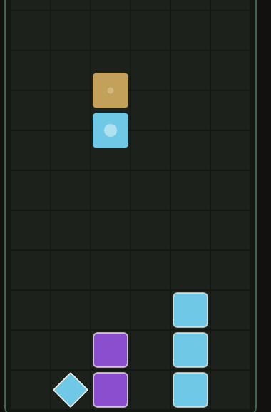 A two-gem pair falling. A frost column, a soul stack, and a diamond sit on the board instead of clearing.
