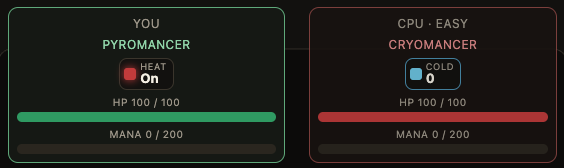 You and CPU health bars at 100. Drain HP to 0 to win a round.